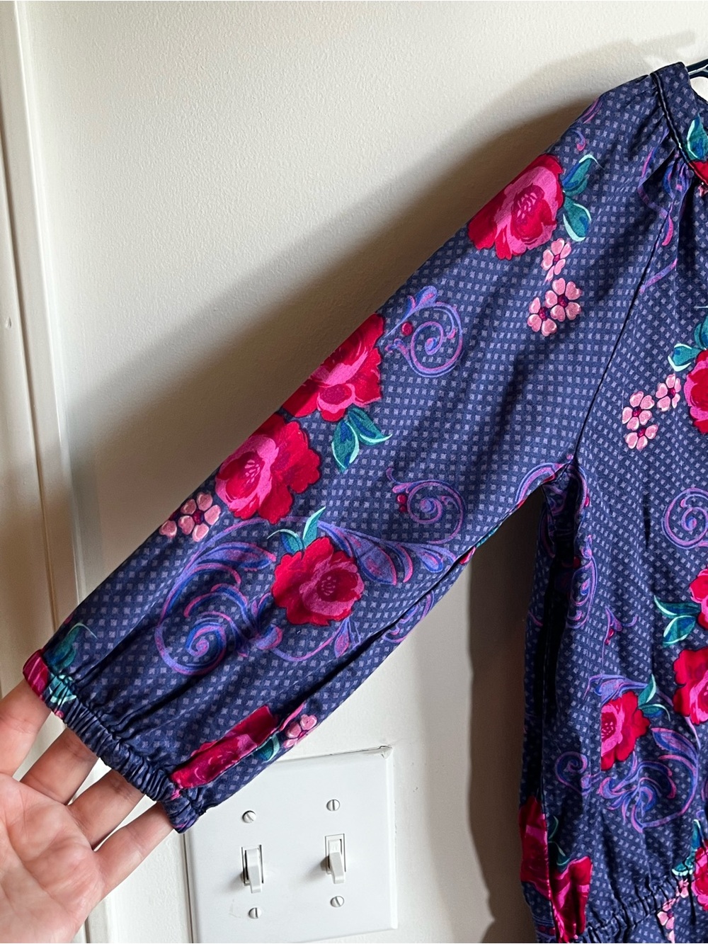 Tea Collection Floral Tunic Top Rose Gathered Drop Waist Size 8 - Picture 6 of 9